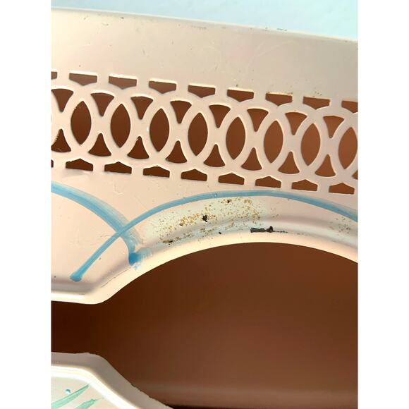 MCM Pink Tissue Box Holder Cover Hand Painted Tole Ware Metal Vanity Bath Vtg - Picture 11 of 11